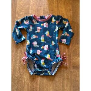 Rufflebutts Parrot bird baby girl swimsuit